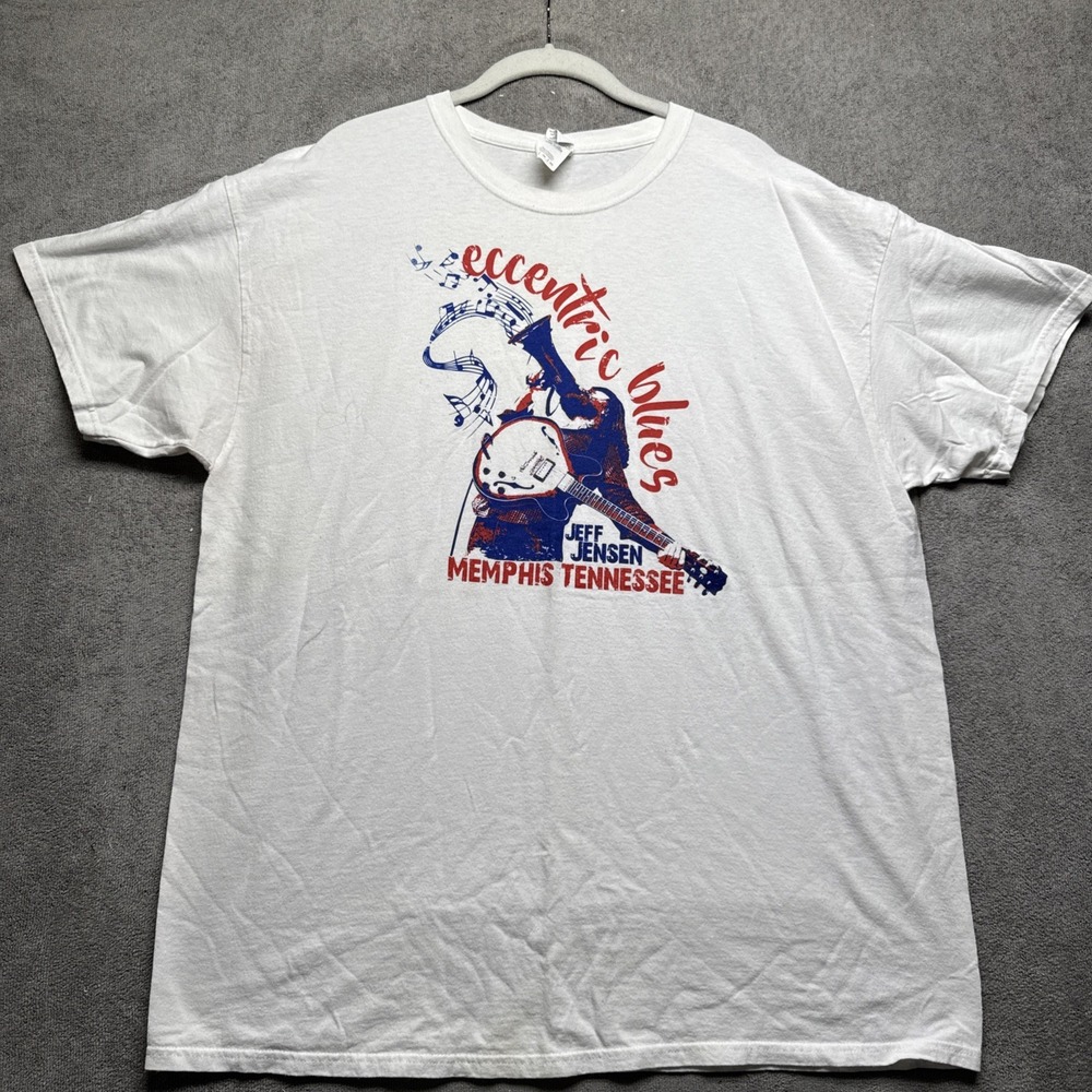 Vintage Eccentric Blues Memphis Jeff Jensen Graphic Band Tee XL‎ Music Festival